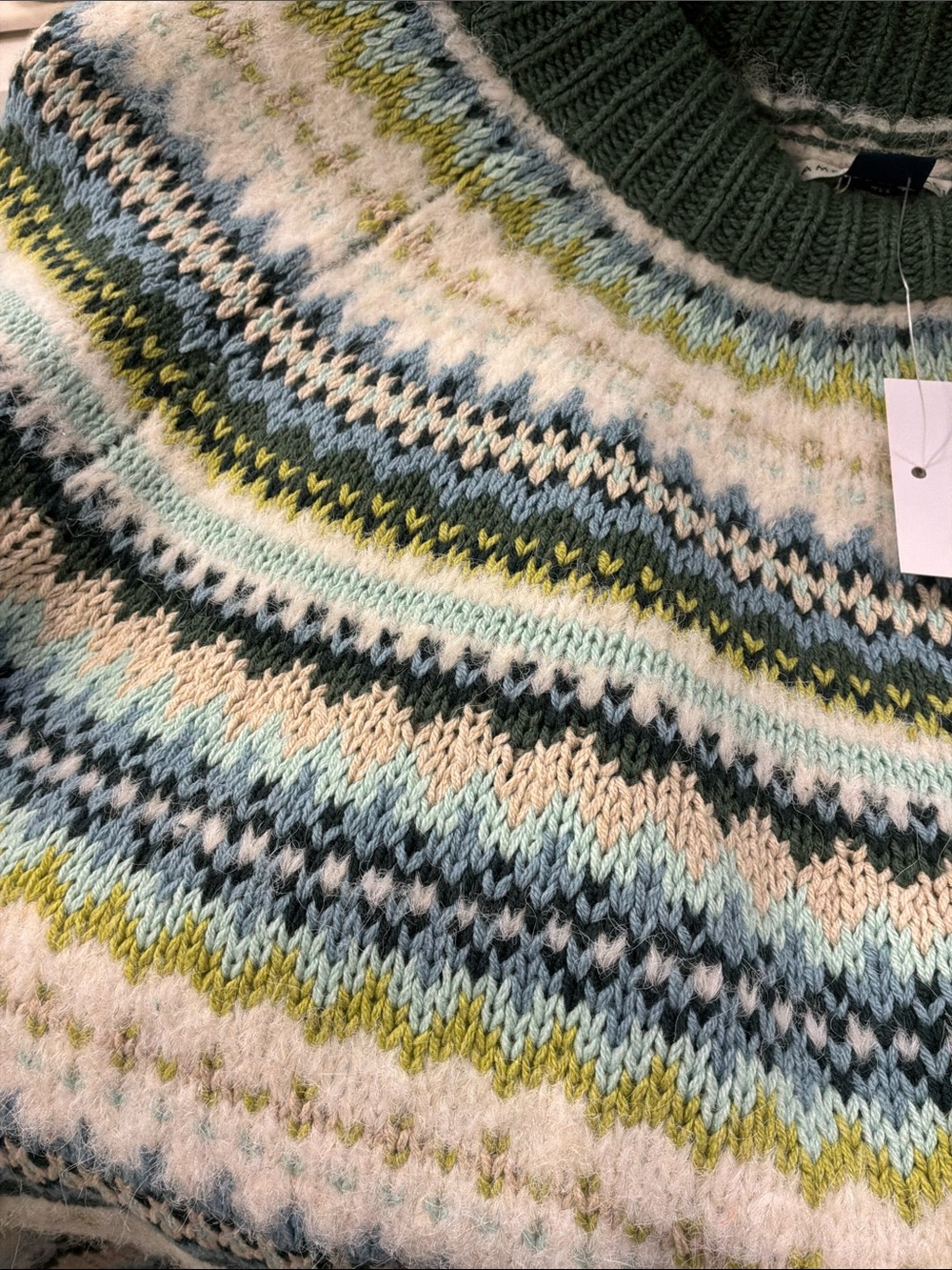 American Eagle Festive Feels Green Fair Isle Sweater